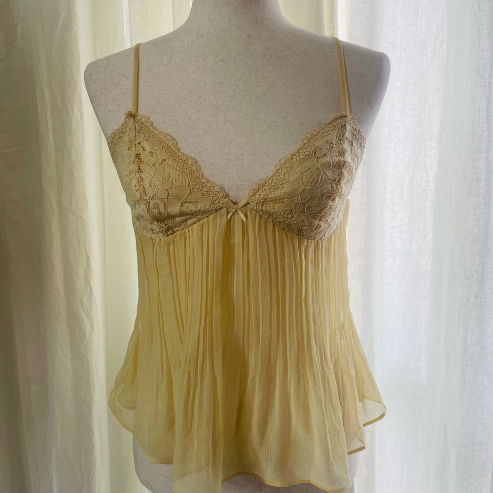Sheer Lace Cami in Pale Yellow
